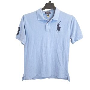 Polo Ralph Lauren Youth XL 18-20 Fits Men's Small Blue Big Pony Rugby Shirt